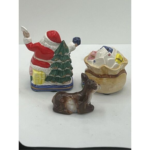 VTG Fitz & Floyd Christmas Santa mail North Pole Express Salt pepper shakers & B - Picture 3 of 12